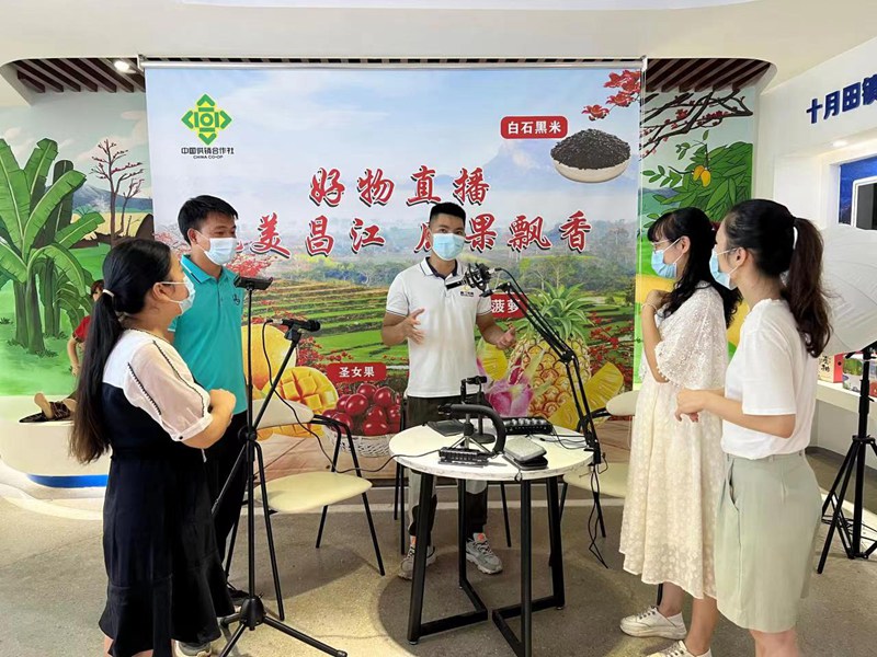 烏烈鎮白石村村務專員發揮策劃營銷專長，通過互聯網帶貨直播。昌江縣委宣傳部供圖