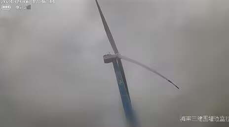 全球最大海上風機MySE18.X-20MW機組直面“摩羯”。受訪者供圖