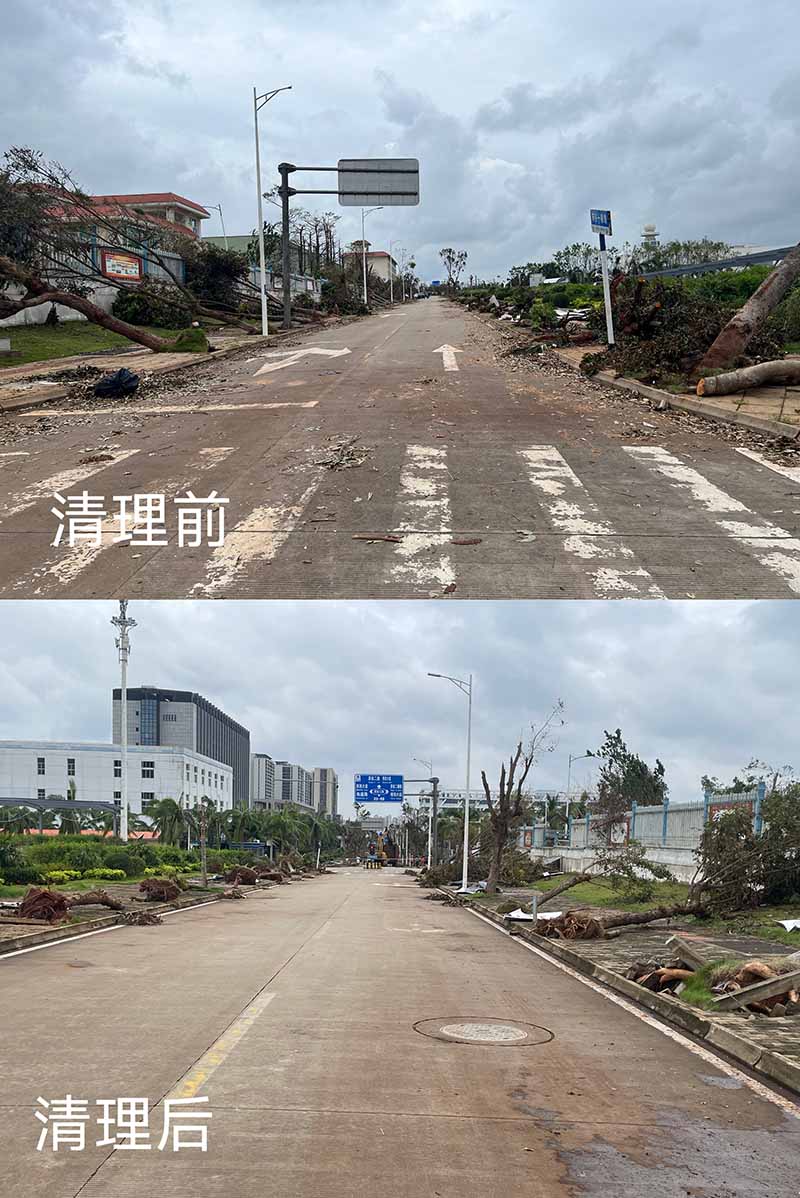 清理前與清理后形成鮮明對(duì)比，園區(qū)煥然一新。海口國(guó)家高新區(qū)管委會(huì)供圖