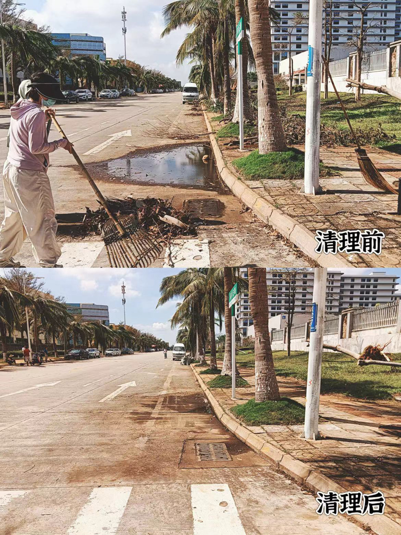 藥谷街道清理前后形成鮮明對(duì)比。海口國家高新區(qū)管委會(huì)供圖