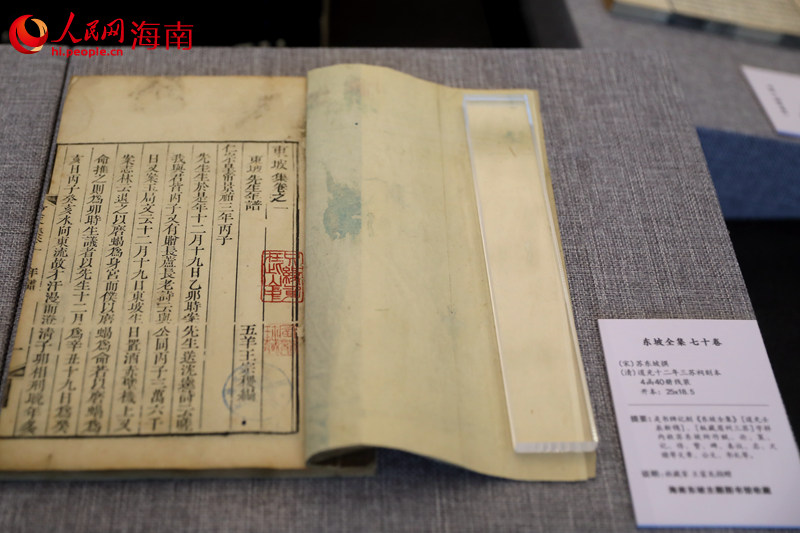 海南東坡主題圖書館展出的書籍。 人民網(wǎng)記者 孟凡盛攝