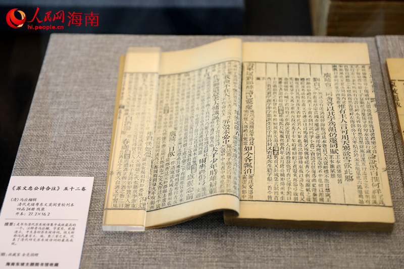 海南東坡主題圖書館展出的書籍。 人民網記者 孟凡盛攝