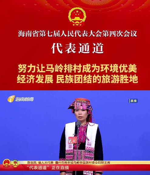 代表通道丨海南省人大代表陳世鳳：努力讓馬嶺排村成為環境優美、經濟發展、民族團結的旅游勝地