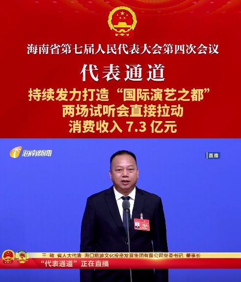 代表通道丨海南省人大代表王敏：持續發力打造“國際演藝之都”，兩場試聽會直接拉動消費收入7.3億元