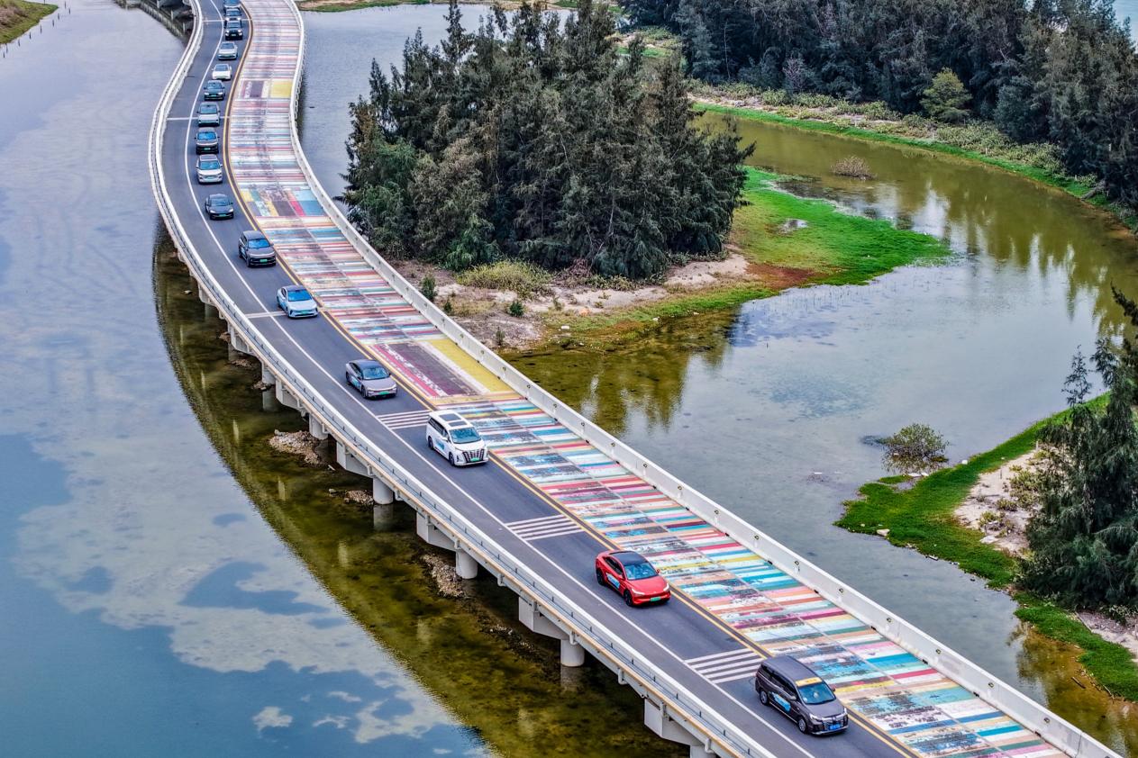 旅游體驗賽段車隊穿梭在彩虹公路。主辦方供圖
